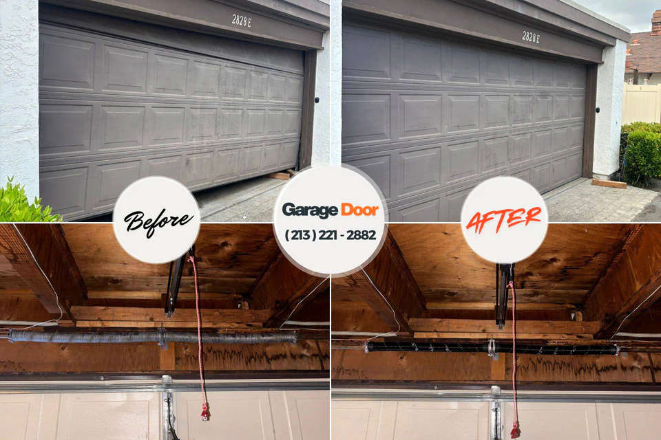 Before and after: garage door repair Garden Home-Whitford, OR
